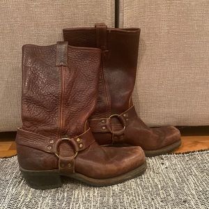 Frye Harness 12R Leather Boots Size 7 Cognac